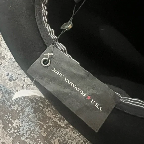 John Varvatos Black Fedora Hat Size S/M - Picture 5 of 5